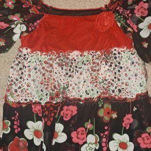 Girls Summer Velvet/Sheer Floral Top 4